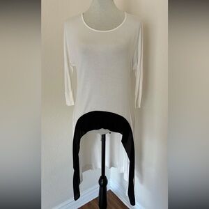 Neiman Marcus Women Fit & Flare High-Low 3/4 Kimono Sleeve Top Shirt Blouse Sz S